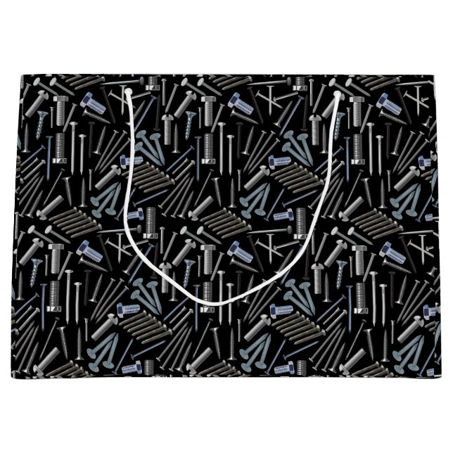 Screws and nails x4 Black BG Large Gift Bag (Front)