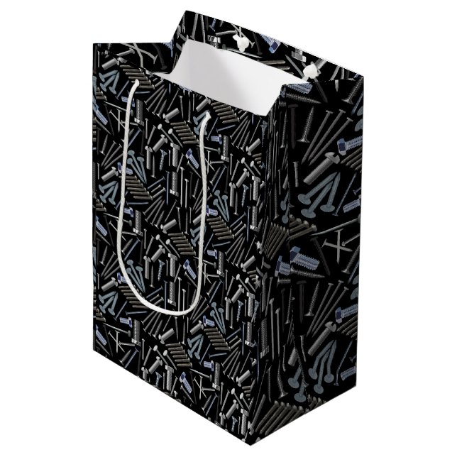 Screws and nails x4 Black BG Medium Gift Bag (Front Angled)