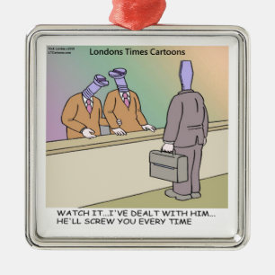 Screwy Salesman by Rick London Funny Metal Tree Decoration