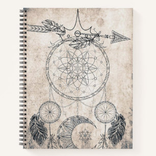Scribble arrow mandala moon dreamcatcher feathers notebook
