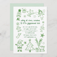 Scribble Art Glitter Green Kids Christmas Party