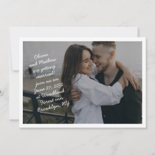 Scribble Casual Handwritten Monogram Photo Wedding Invitation