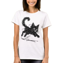 Scribble Cat Abstract Black Minimalist Ink Art