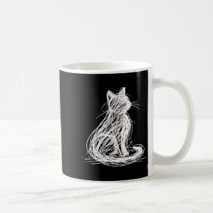 Scribble Cat Minimal Line Art Japanese Coffee Mug