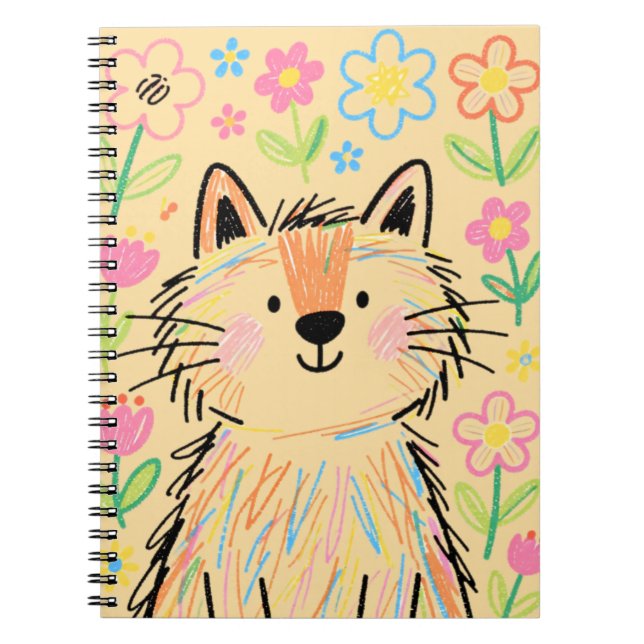  Scribble Cat Notebook Soft Cream Yellow (Front)