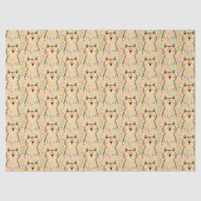 Scribble Cat Tissue Paper Soft Cream Yellow (Front)