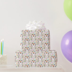 Scribble Cat Wrapping Paper White