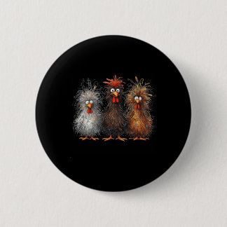 Scribble Chicken Trio Wild Hair Funny Crazy Chicke 6 Cm Round Badge