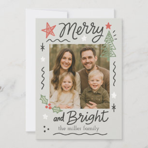 Scribble Doodle Merry & Bright Christmas Card