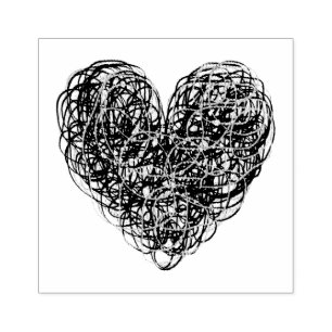 Scribble Heart Rubber Stamp