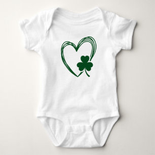 Scribble Heart with Shamrock Saint Patrick's Day Baby Bodysuit