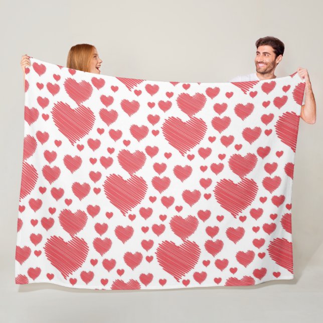 Scribble Hearts Fleece Blanket (In Situ)