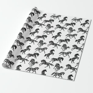Scribble horse crazy herd design wrapping paper