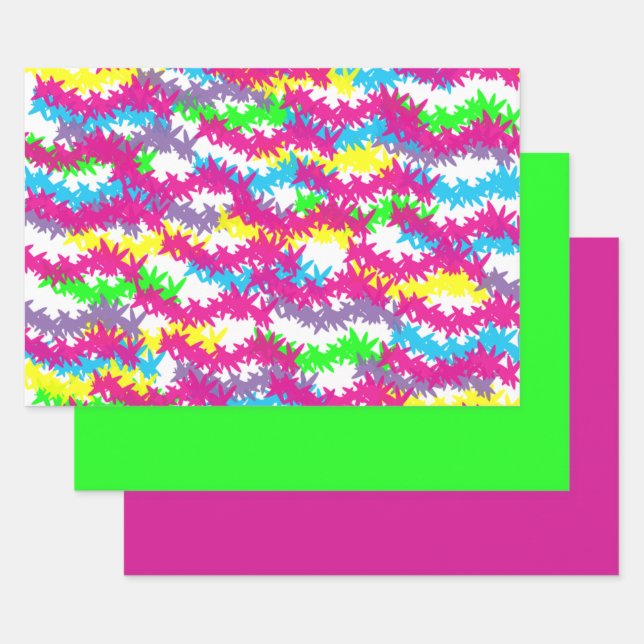 Scribble Jacks Neon Design Wrapping Paper Sheet (Set)