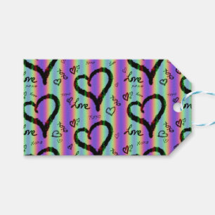 Scribble Love Xoxo Heart Stripe Gift Tag