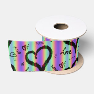 Scribble Love Xoxo Heart Stripe Ribbon Satin Ribbon