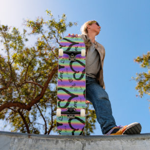 Scribble Love Xoxo Heart Stripe Skateboard