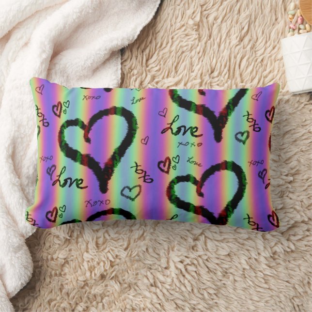 Scribble Love Xoxo Heart Stripe Throw Pillow (Blanket)