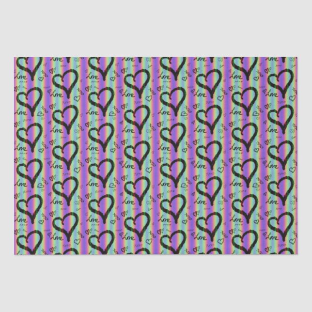 Scribble Love Xoxo Heart Stripe Tissue Paper (Front)