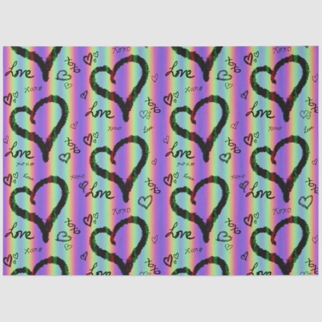 Scribble Love Xoxo Heart Stripe Tissue Paper (Front)