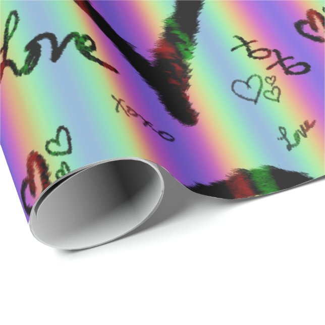 Scribble Love Xoxo Heart Stripe Wrapping Paper (Roll Corner)