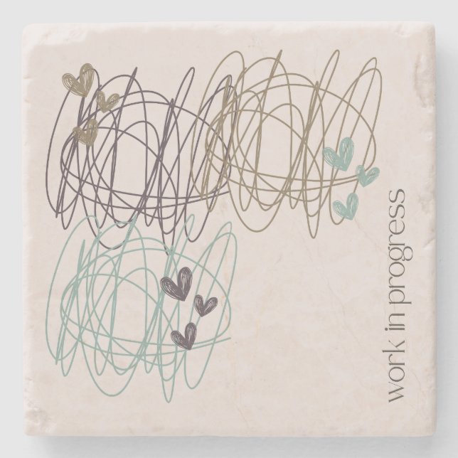 Scribble mouse pad - it's a work in progress stone coaster (Front)