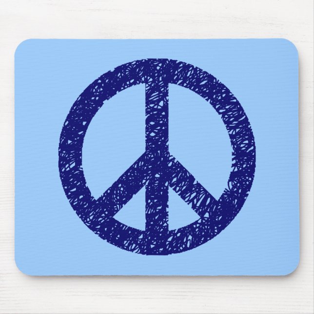Scribble Stencilled Peace Symbol Mouse Mat (Front)