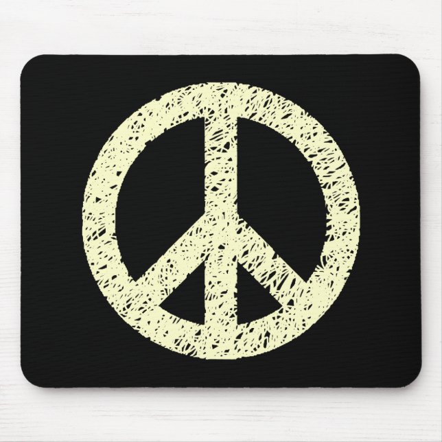 Scribble Stencilled Peace Symbol Mouse Mat (Front)