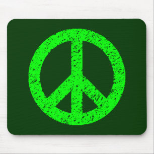Scribble Stencilled Peace Symbol - Shades of Green Mouse Mat