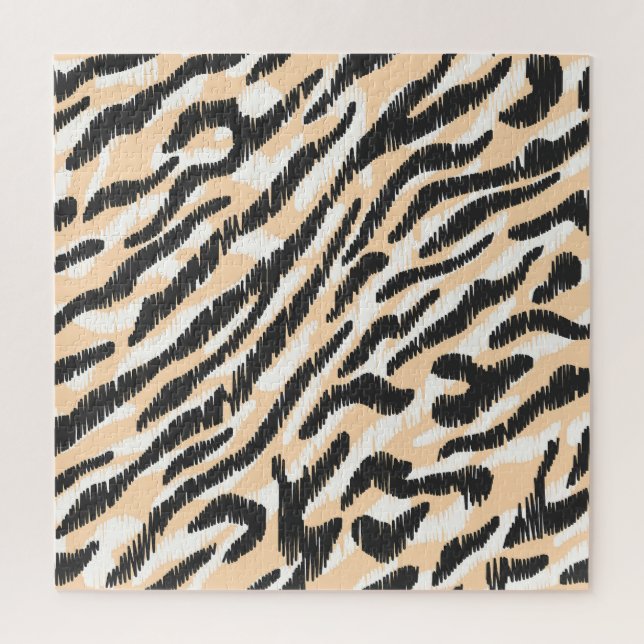 Scribble Zebra Leopard: Vintage Fur Jigsaw Puzzle (Vertical)