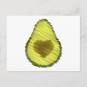 Scribbled Avocado Love Holiday Postcard