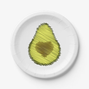 Scribbled Avocado Love Paper Plate