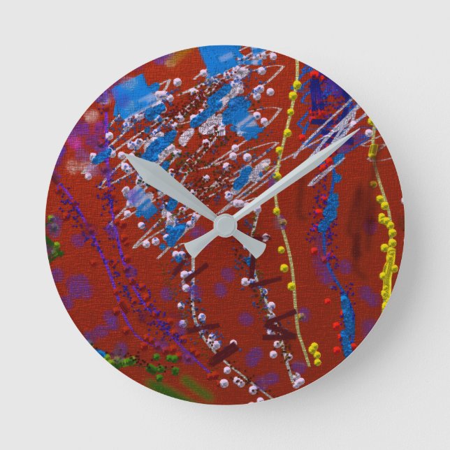 Scribbled Flowers Graffiti  Round Clock (Front)