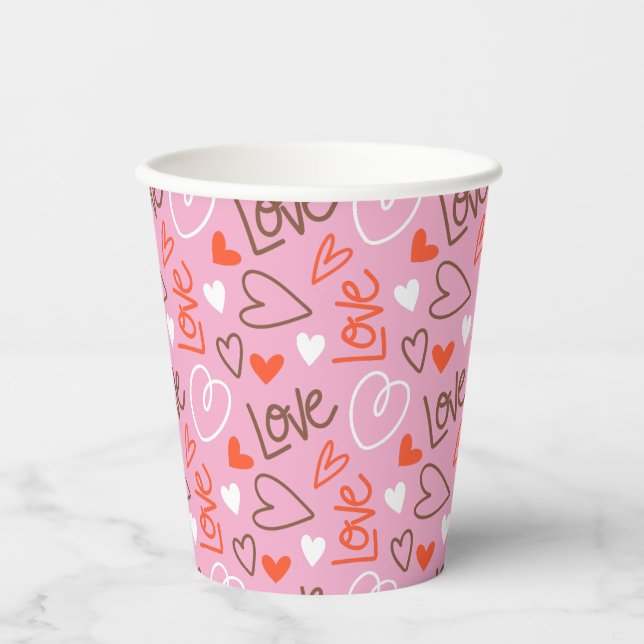 Scribbled Love Hearts Paper Cup (Front)