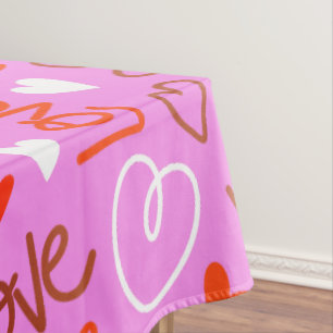 Scribbled Love Hearts Tablecloth