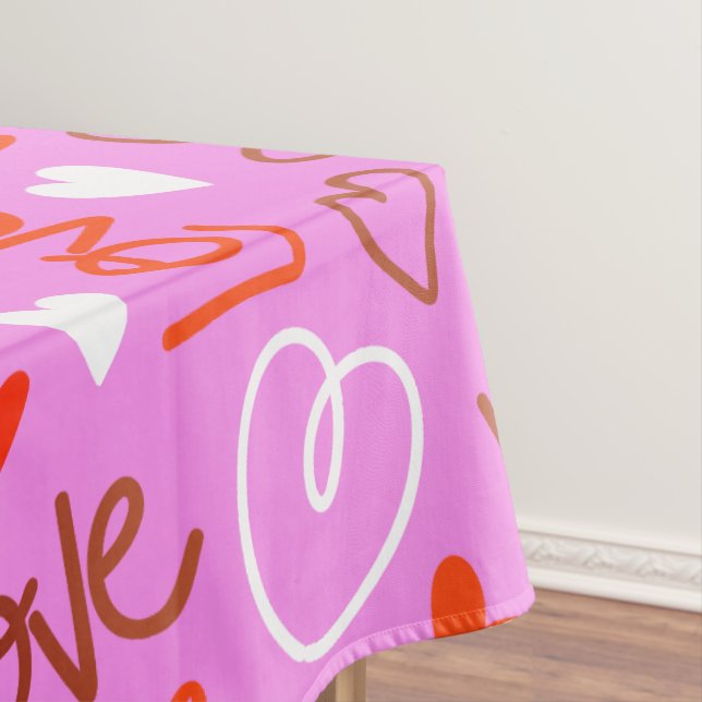 Scribbled Love Hearts Tablecloth (In Situ)