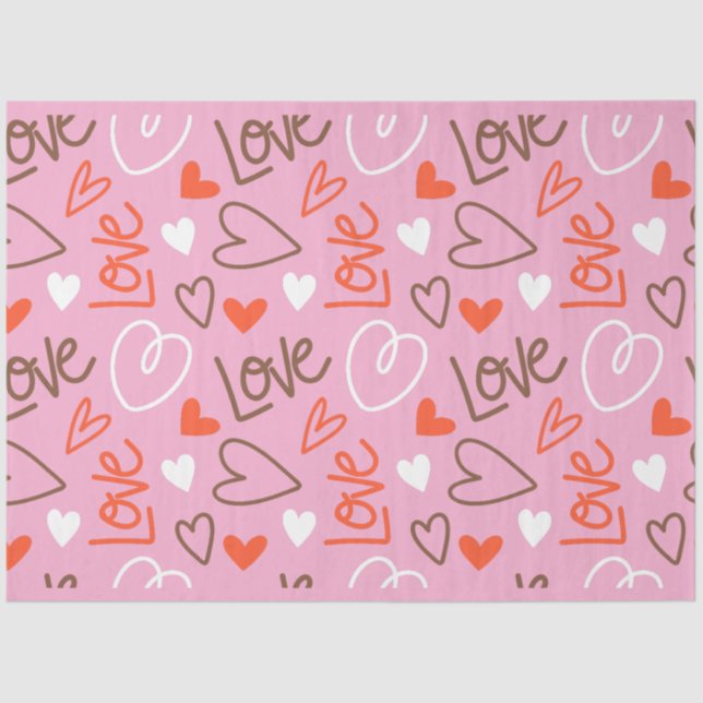 Scribbled Love Hearts Tissue Paper (Front)
