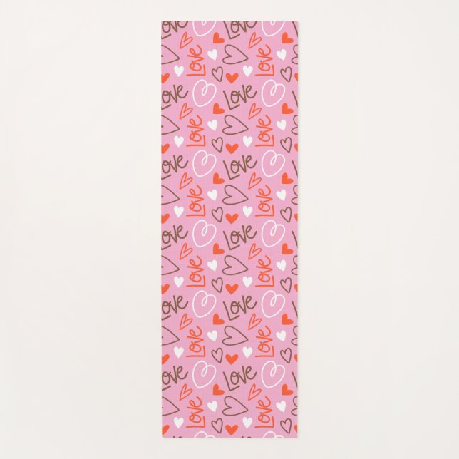 Scribbled Love Hearts Yoga Mat (Front)