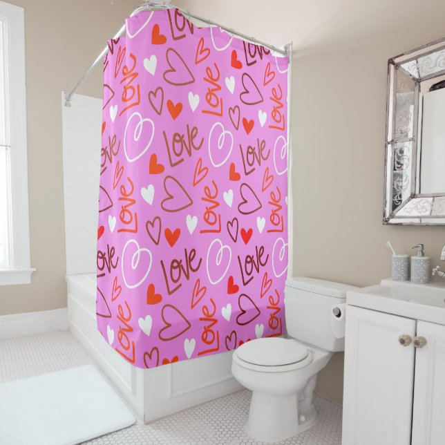 Scribbled Love Shower Curtain (In Situ)