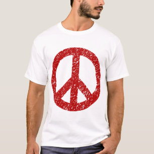 Scribbled Peace Symbol - Ruby Red T-Shirt