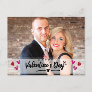 Scribbled Red Pink Hearts Valentine's Day Photo Holiday Postcard