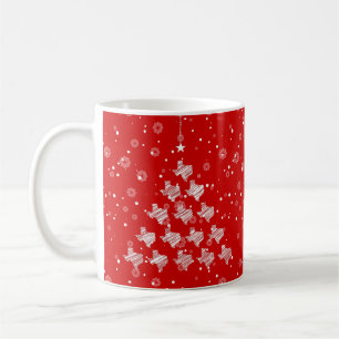 Scribbled Texas Christmas Tree on Red Coffee Mug