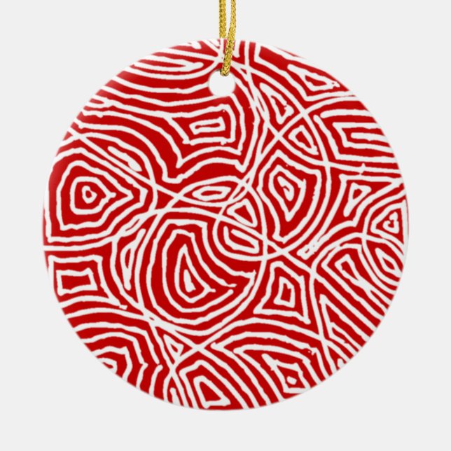 Scribbleprint Circle Ceramic Tree Decoration (Front)