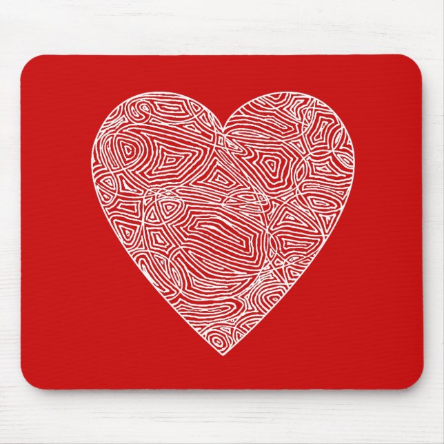 Scribbleprint Heart Mousepad (Front)