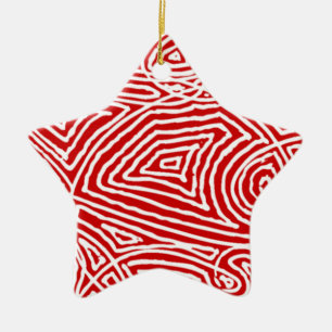 Scribbleprint Star (One Sided) Ceramic Tree Decoration