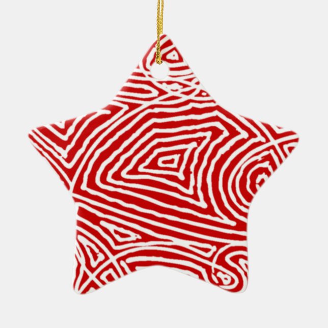 Scribbleprint Star (One Sided) Ceramic Tree Decoration (Front)