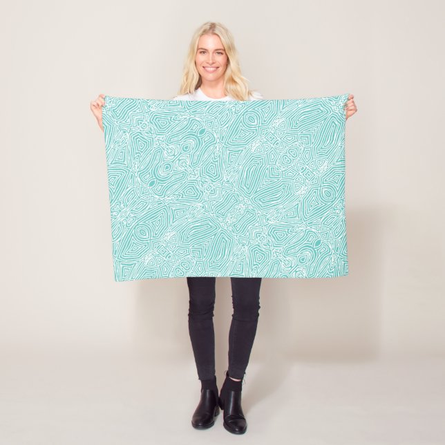 Scribbleprints Teal Fleece Blanket (In Situ)