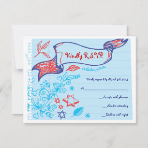 SCRIBBLES on NOTEPAPER Bat Bat Mitzvah Reply Card