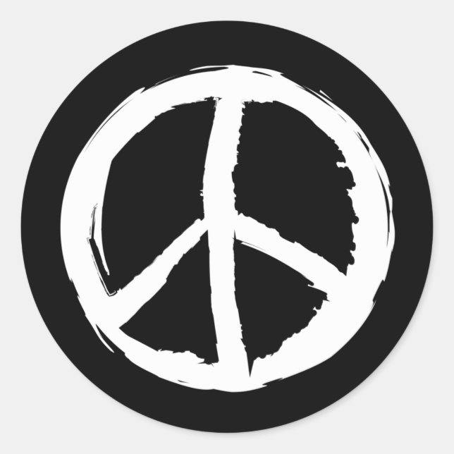scribbly PEACE SIGN | Classic Round Sticker (Front)