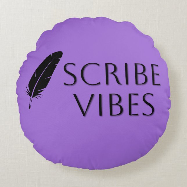 Scribe Vibes Author Writer Poet  Round Cushion (Front)